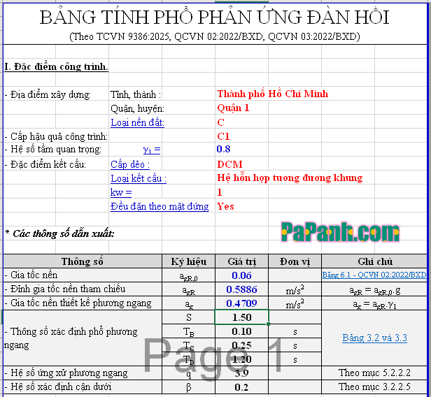 tải trọng động đất theo TCVN 9386:2025